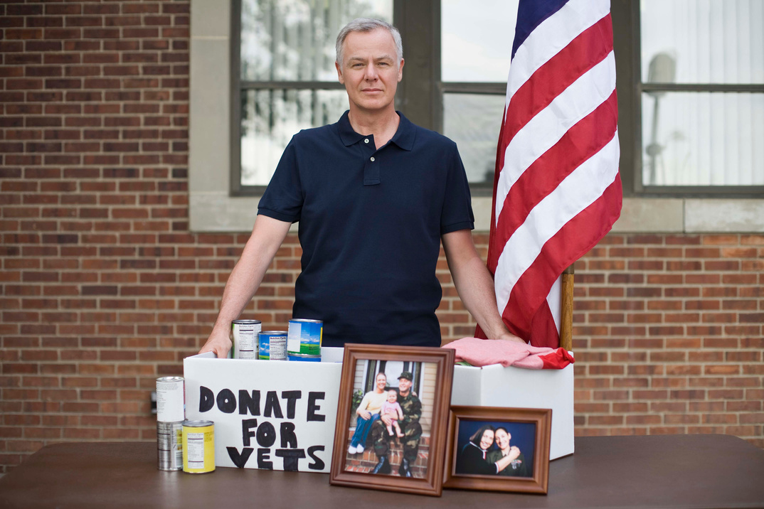 Man collecting donations for veterans